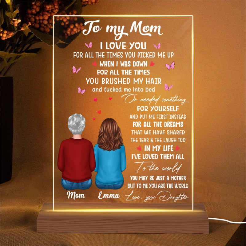 To My Mom From Daughter Mother‘s Day Personalized Rectangle Acrylic Plaque LED Night Light