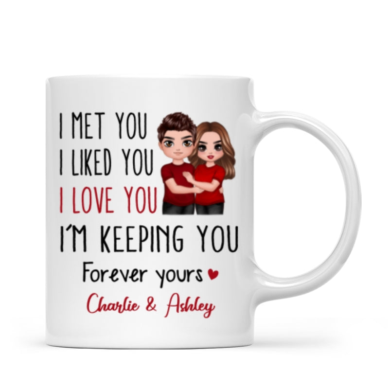 Doll Couple Standing Embracing I Met You I Love You Valentine‘s Anniversary Gift For Him For Her Personalized Mug