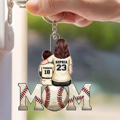 Baseball, Softball Mom And Kids Personalized Acrylic Keychain, Gift