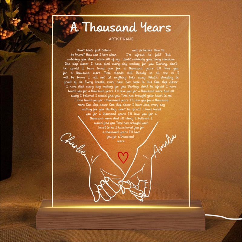 Couple Song Vinyl Heart Shaped Lyrics, Personalized LED Night Light,  Gift for her, Gift for him