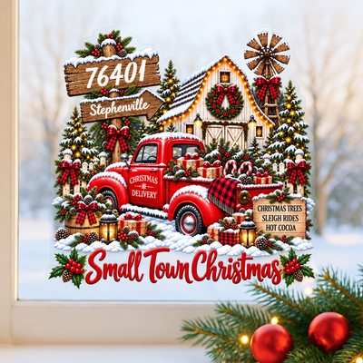 Custom Zip Code Small Town Christmas - Personalized Decal - Trendy Christmas Holiday Tee, Town Pride