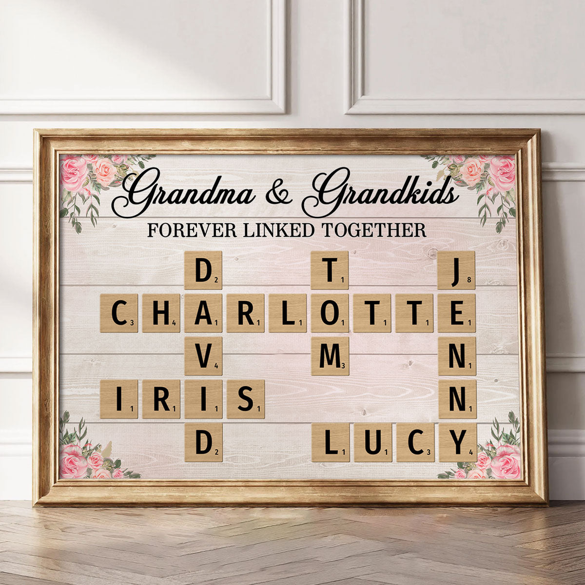 Grandma Grandpa & Grandkids Crossword Puzzle Personalized Poster, Heartfelt Gift For Grandma's Birthday, Mother's Day or Just Because