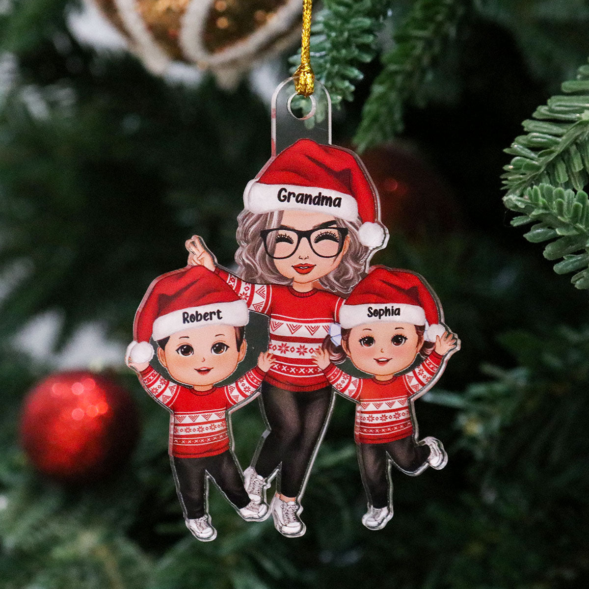 Grandma Grandkids - Personalized Acrylic Ornament - Gift For Granddaughter, Grandson