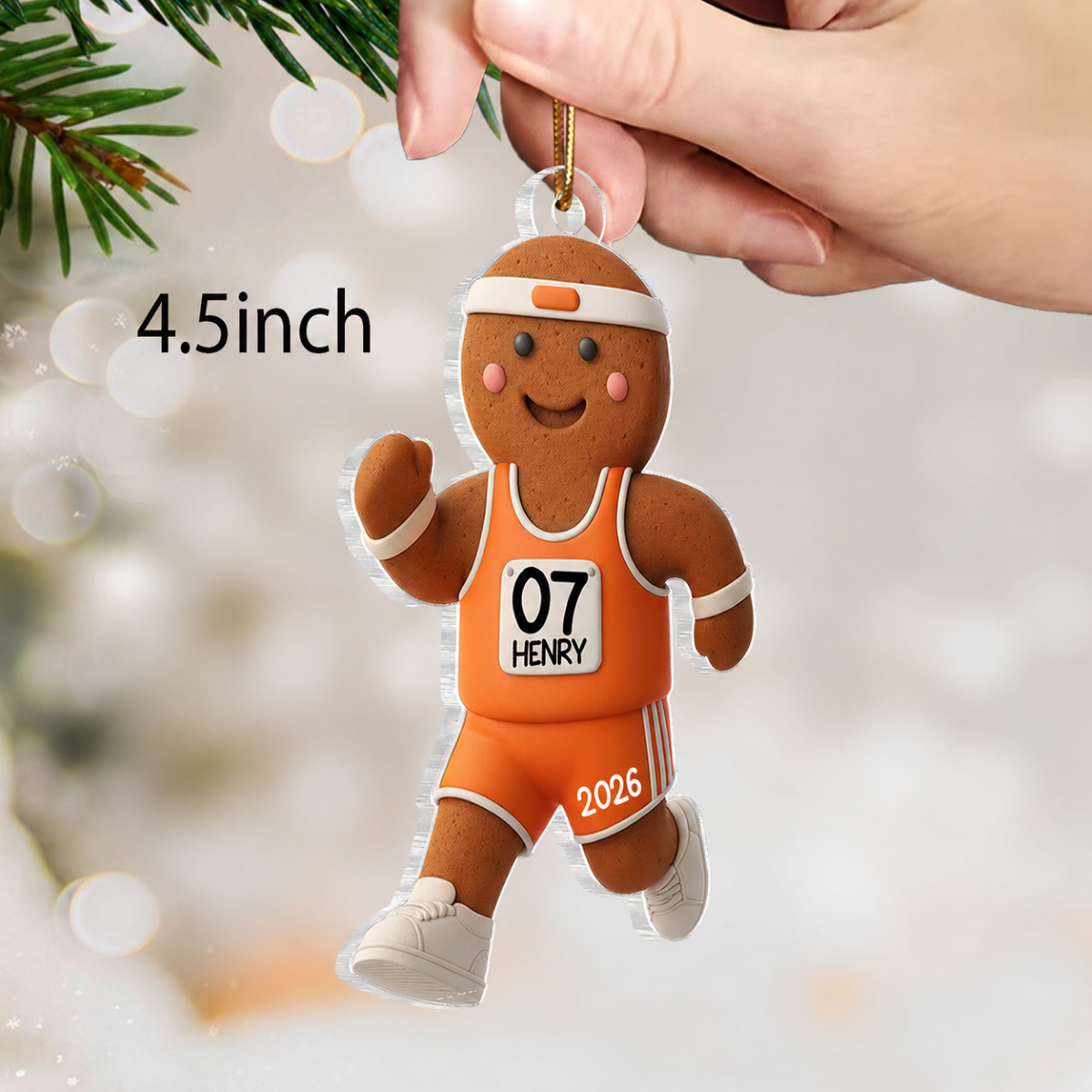 Runner Gingerbread Marathon - Personalized Acrylic Ornament - Unique Christmas Gift For Runners