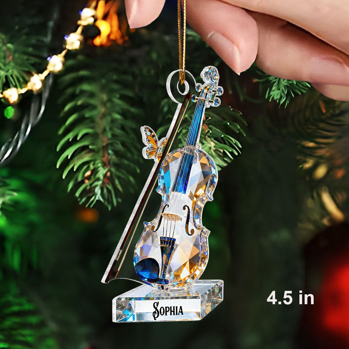 Violin Music Crystal Effect - Personalized Acrylic Ornament - Unique Gift For Violinist