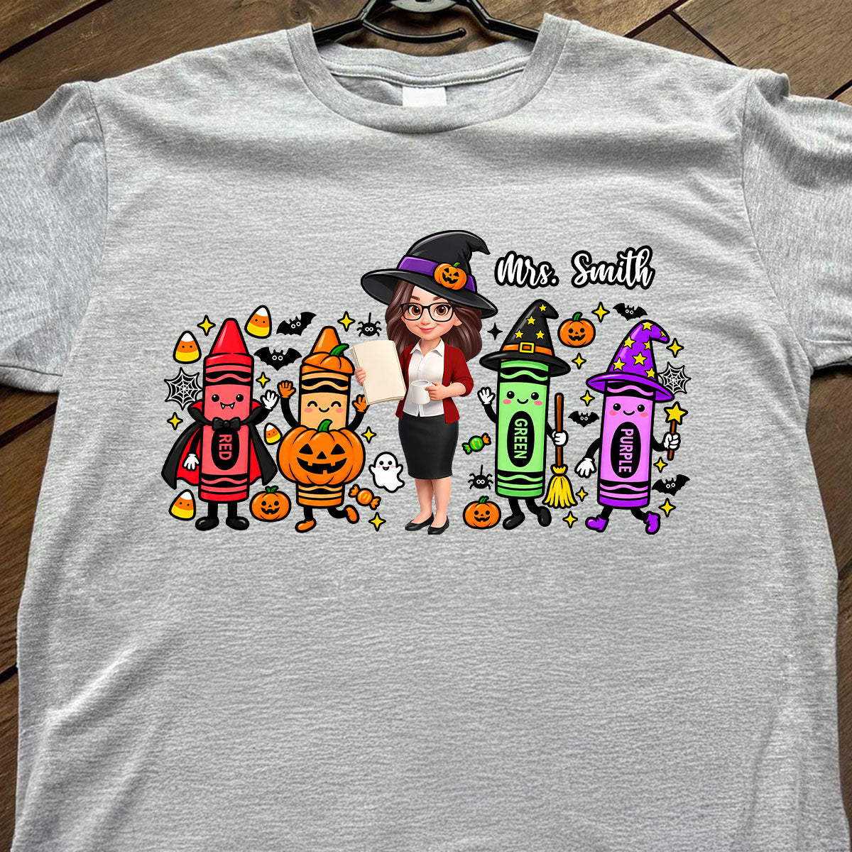 Halloween Crayon Teacher - Personalized Shirt - Gift For Teacher, Besties