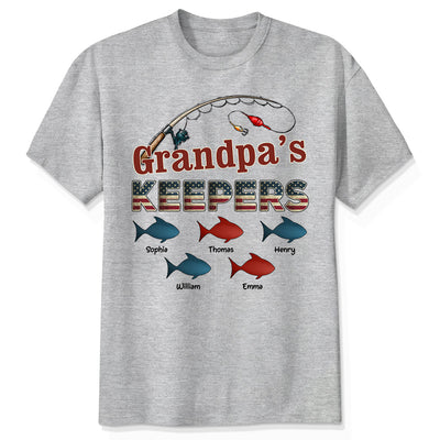 Nation Flag Grandpa's Keepers Fishing 4th Of July Personalized Shirt