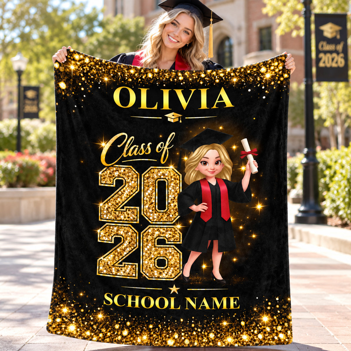 Senior Class Of 2026 2027 - Personalized Fleece Blanket - Graduation Gift Christmas Gift For Seniors