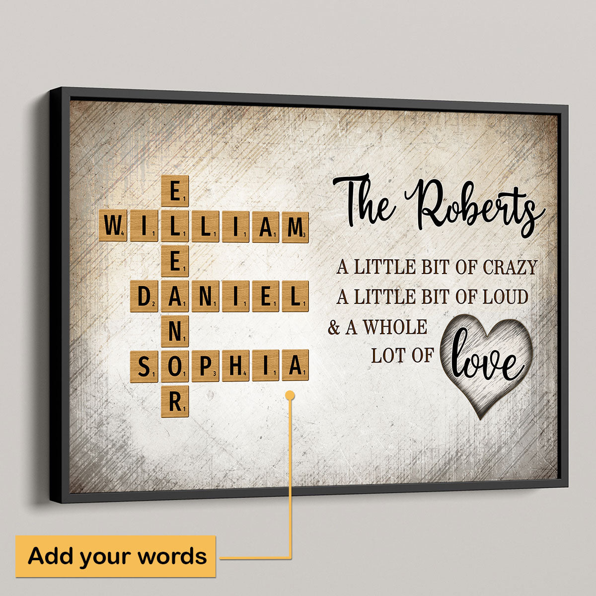 Family Whole Lot Of Love Crossword Puzzle Art - Captured In A Moment, Cherished For A Lifetime Personalized Poster