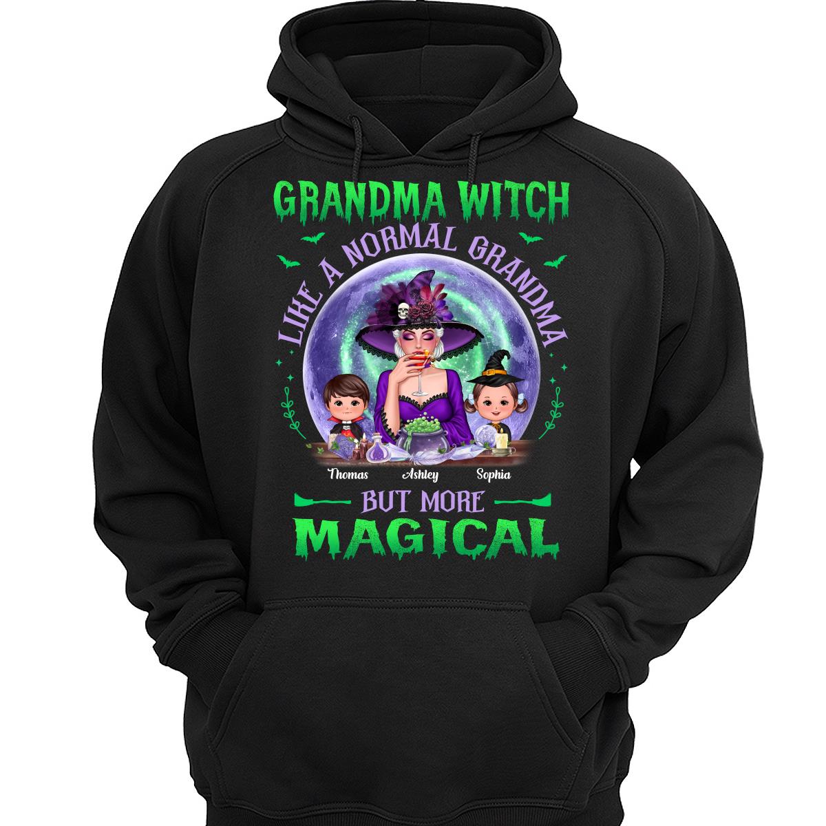 Halloween Grandma Mom Kids Green Purple Moon Personalized Shirt