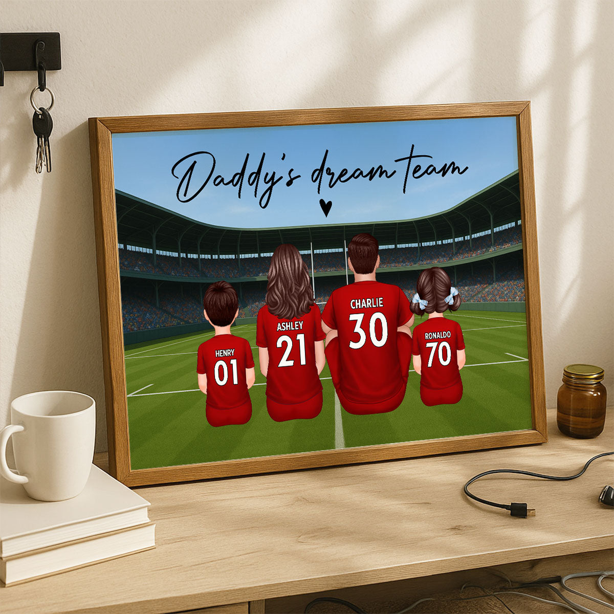 Rugby Family Daddy's Dream Team Personalised Poster| Heartfelt Father's Day Gift For Dad, Husband