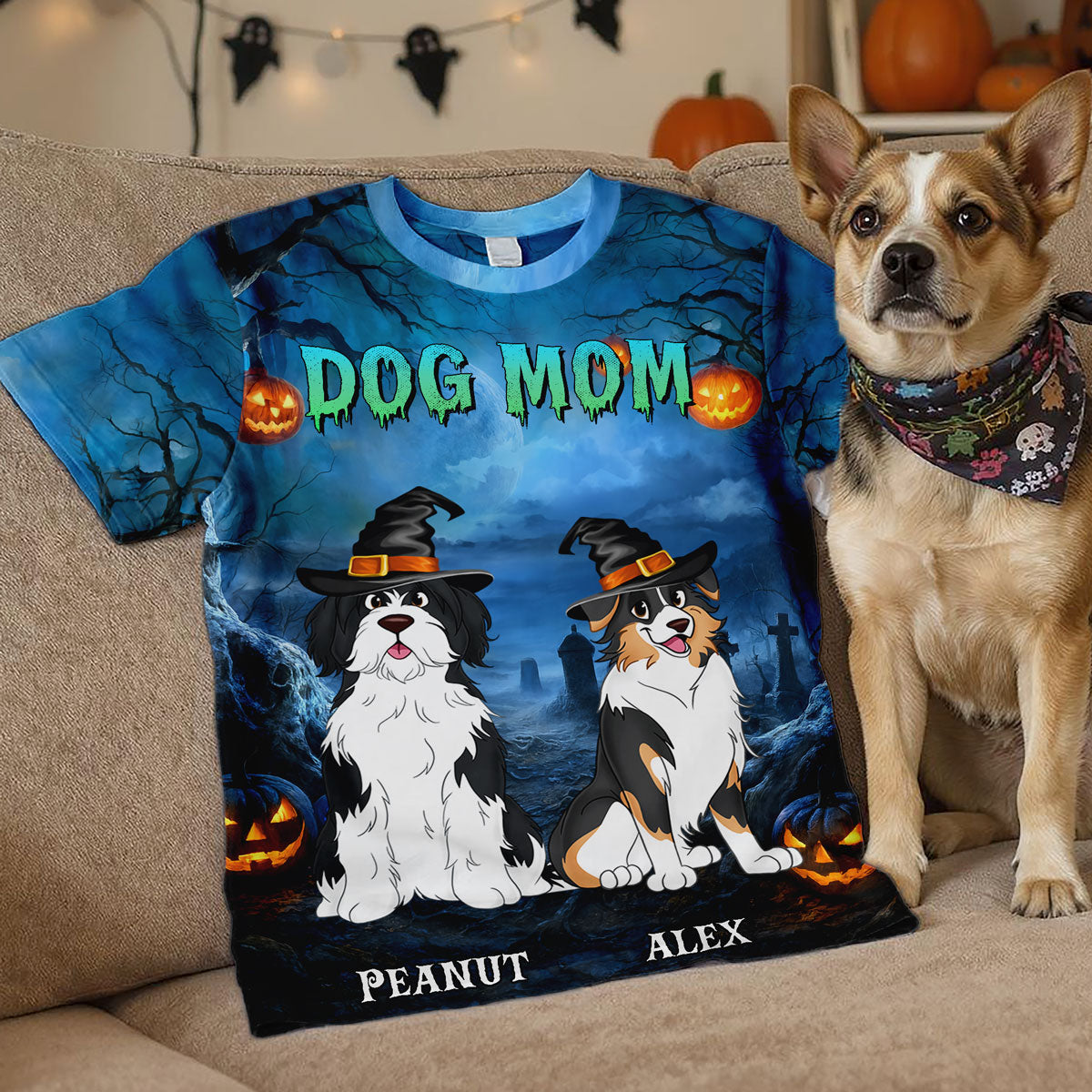 Dog Mom Halloween Night Theme Personalized Shirt, Pawfect Costume for Dog Lover