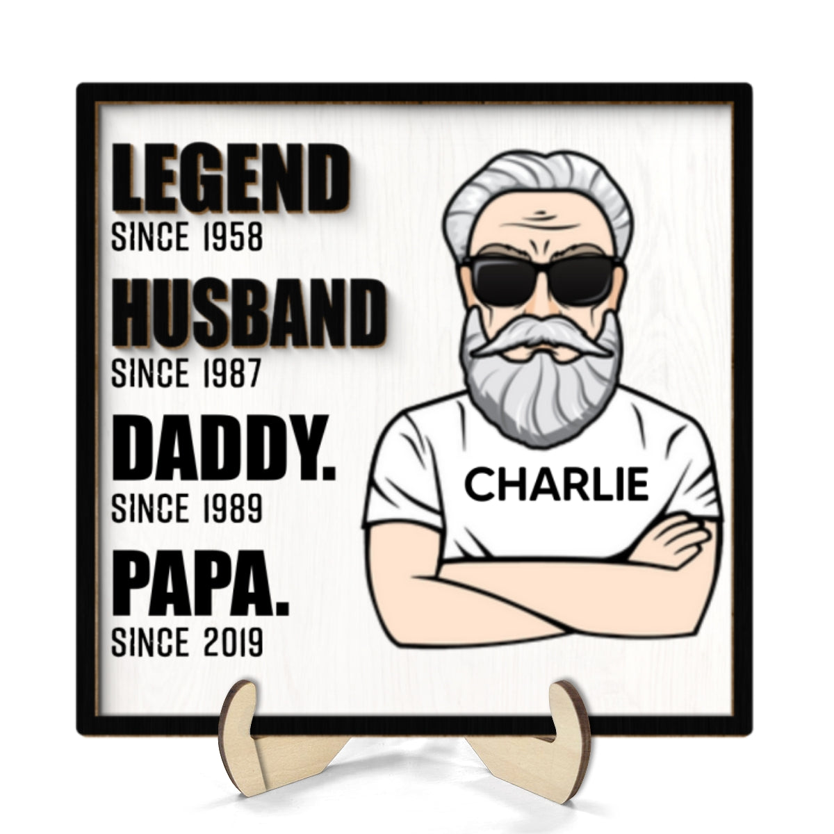 Legend Husband Dad Grandpa Personalized 2-Layer Wooden Plaque