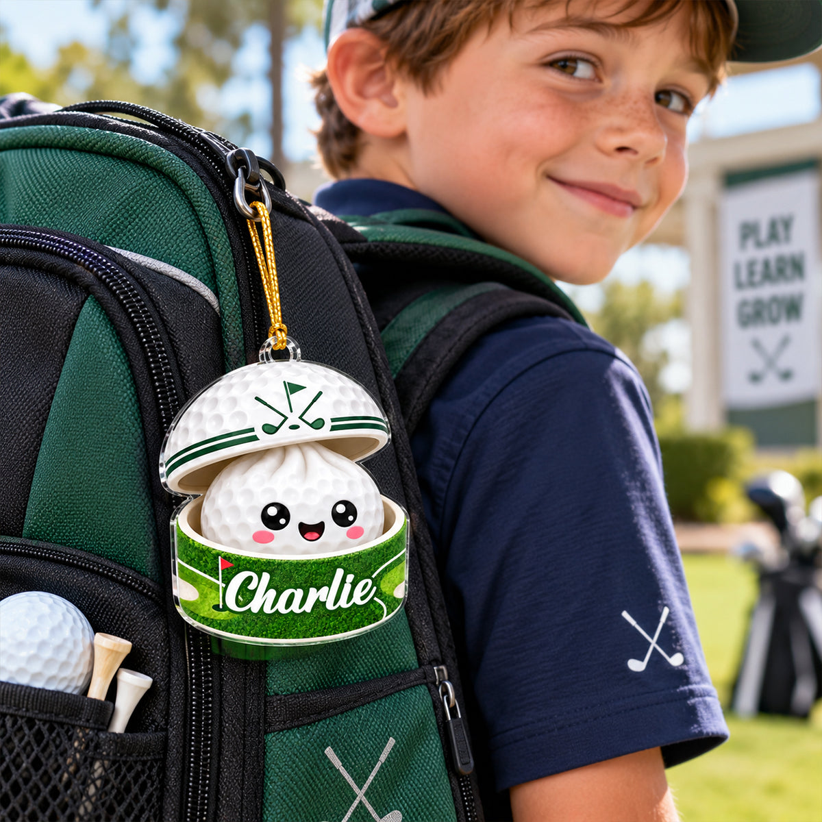 Custom Golf Dumpling Squishy Style - Personalized Acrylic Ornament - Christmas Gift for Son, Daughter, Grandkids
