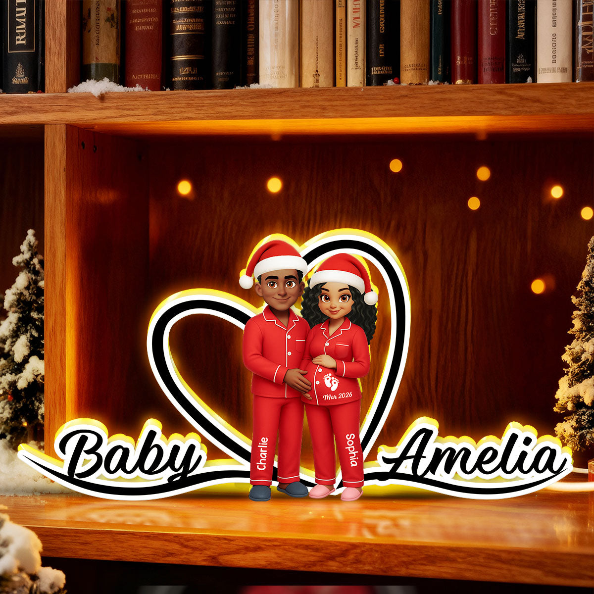 Expecting Parents Christmas Pregnancy - Personalized Light Box