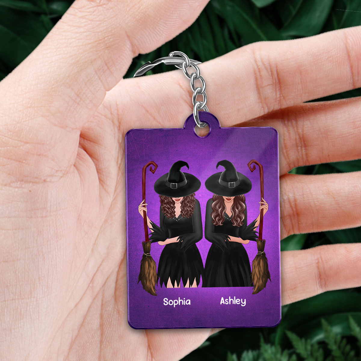 Halloween Front View Besties Gift For Best Friends Personalized Acrylic Keychain