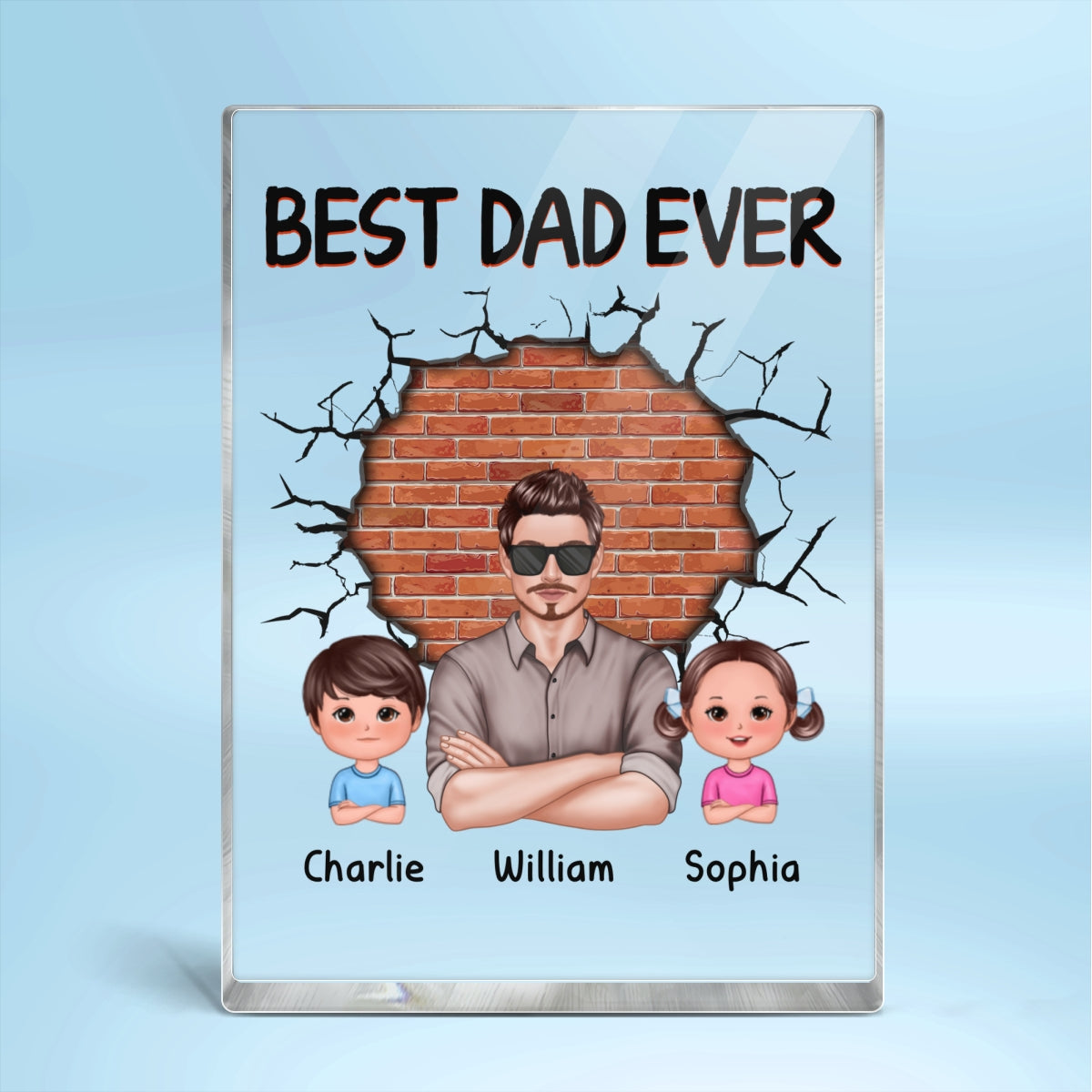 Best Dad Real Man And Kids Brick Personalized Rectangle Acrylic Block Plaque