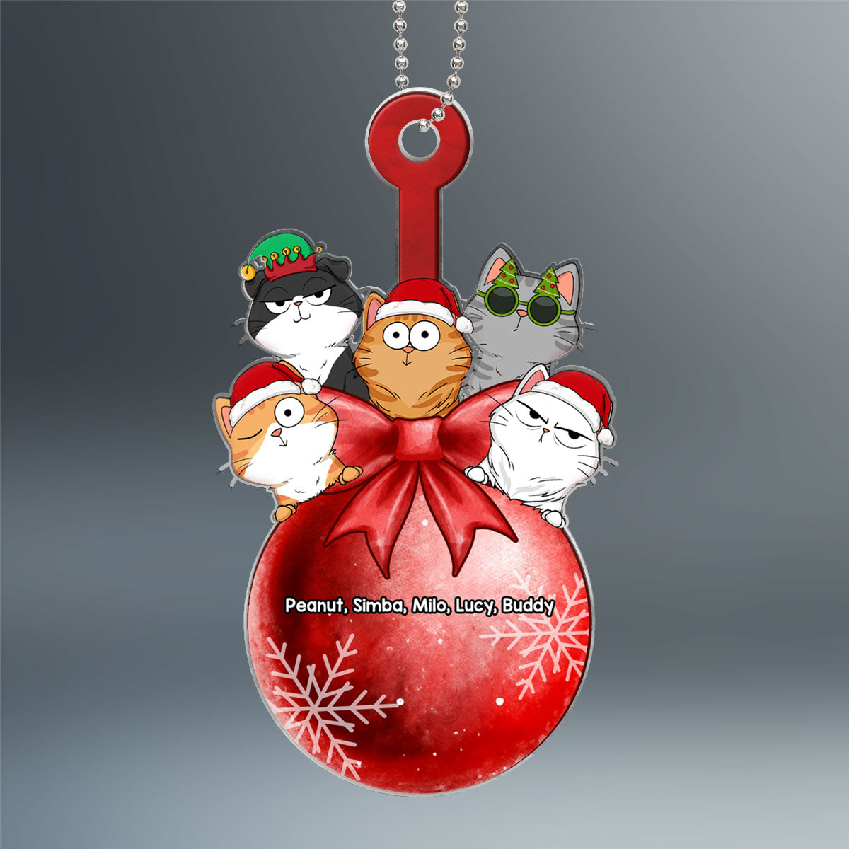 Funny Expression Cats Holding On Christmas Ornament Personalized Acrylic Ornament