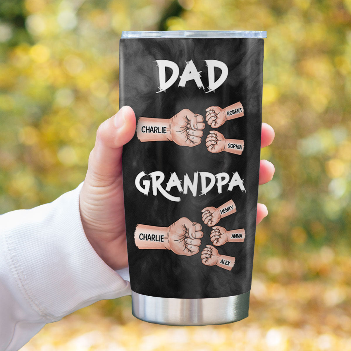 Dad Grandpa Fist Bump Personalized Tumbler, Gift For Dad, Grandpa