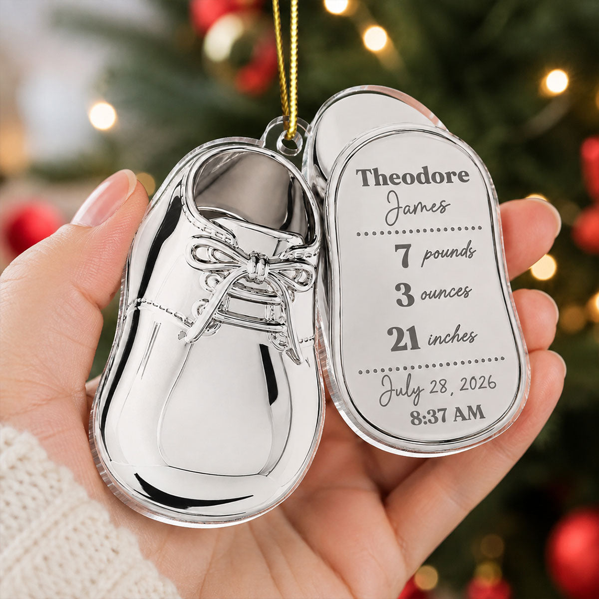 Baby Birth Stats 2D Flat - Personalized Acrylic Ornament - Newborn Christmas Gift for Mom, Dad