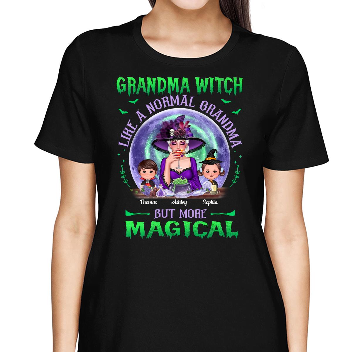 Halloween Grandma Mom Kids Green Purple Moon Personalized Shirt