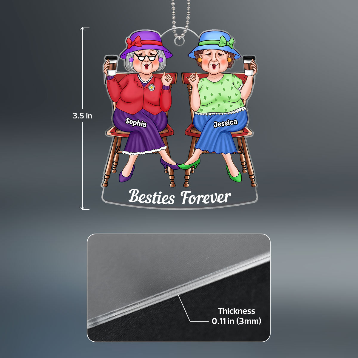 Cool Old Friends Sitting Christmas Gift For Best Friends Besties Personalized Acrylic Ornament