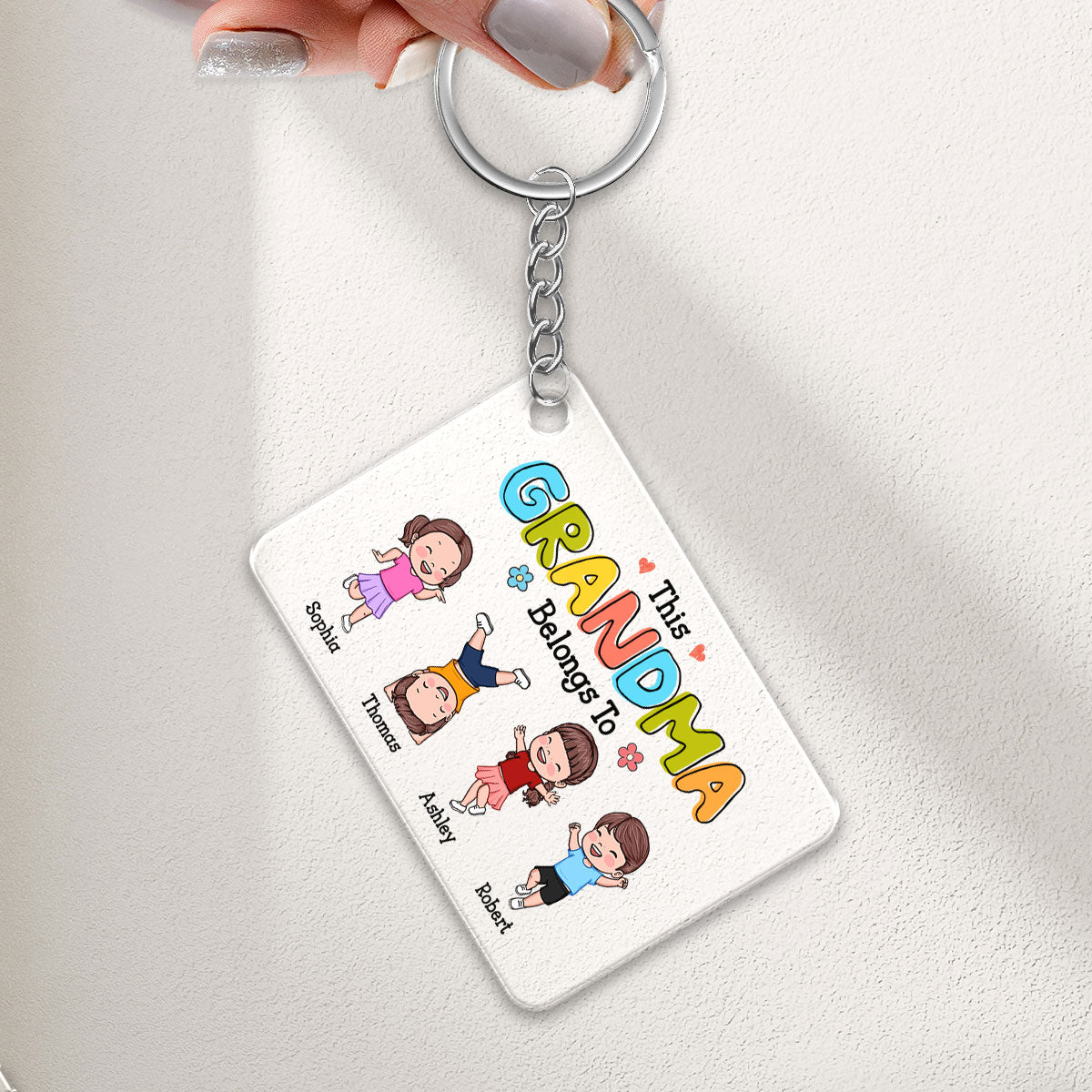 This Grandma Belongs To Naughty Kids Personalized Acrylic Keychain