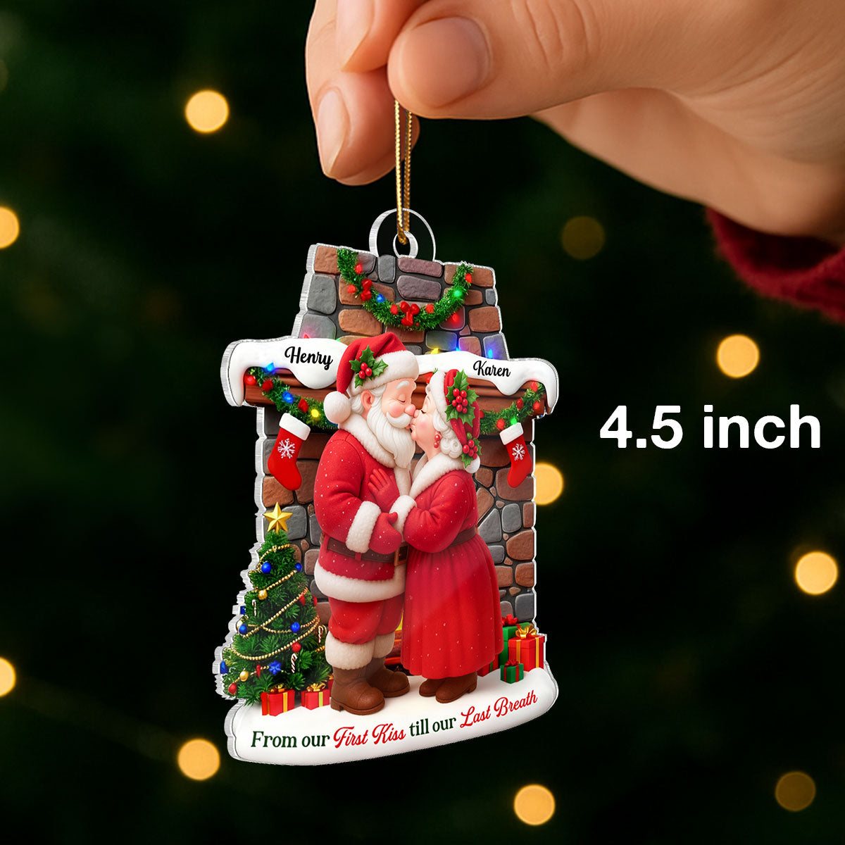 Santa Couple from Our 1st Kiss til Our Last Breath - Personalized Acrylic Ornament - Christmas Gift for him, Gift for her