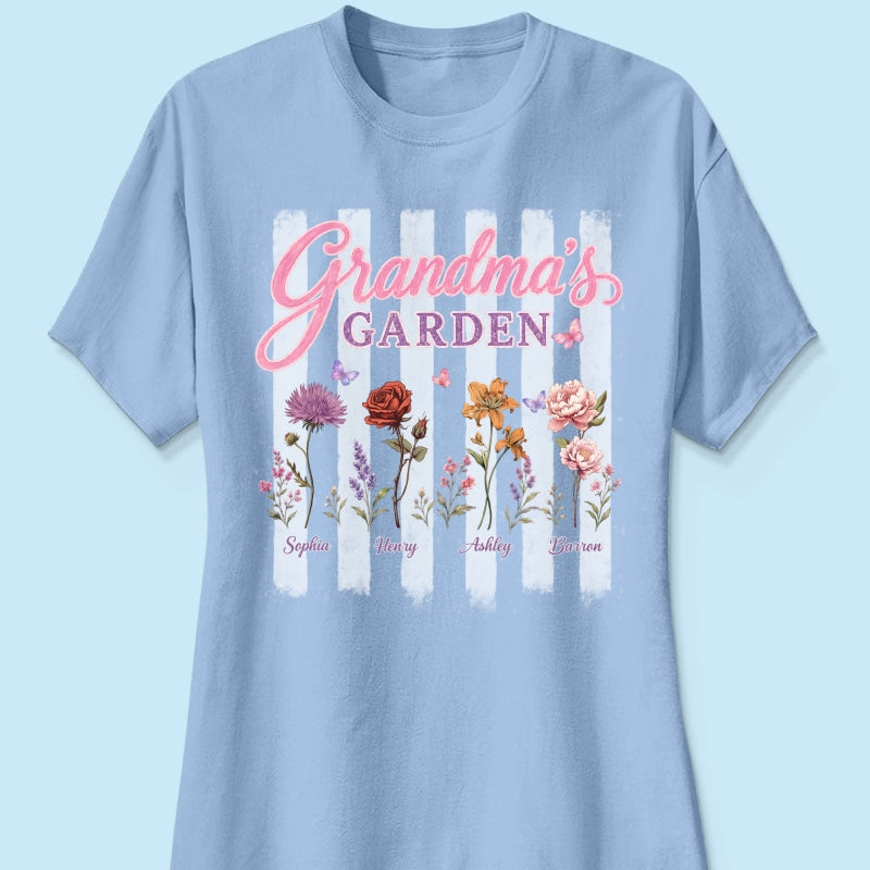 Grandma's Garden Preppy Stripe - Personalized Shirt - Trendy Summer Tee for Grandma