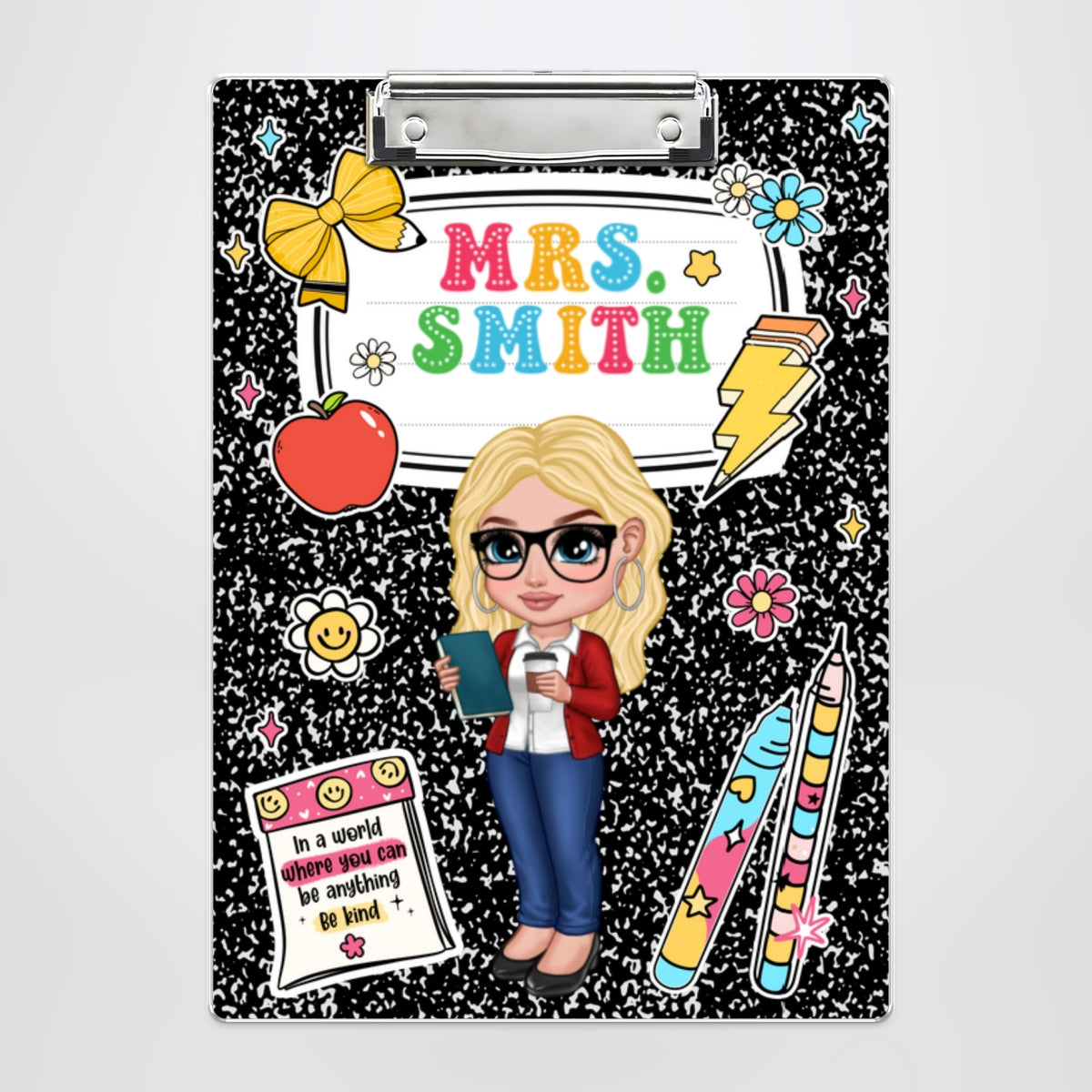 Custom Teacher Clipboard Composition Book With Name, Personalized Teacher Gifts, Teacher Appreciation, Back To School Gift
