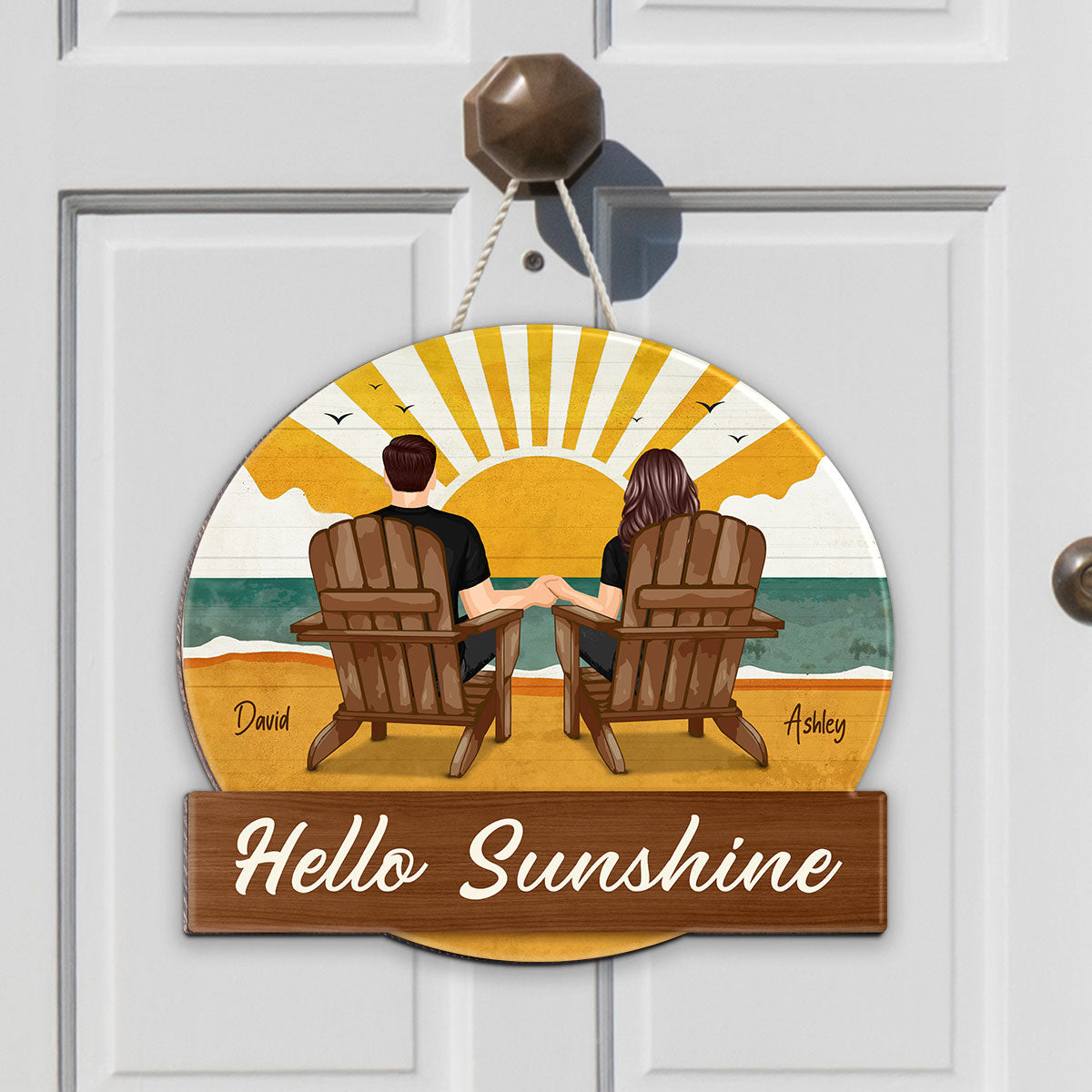 Summer Decor Wreaths Couple Beach Rustic Personalized Wooden Sign