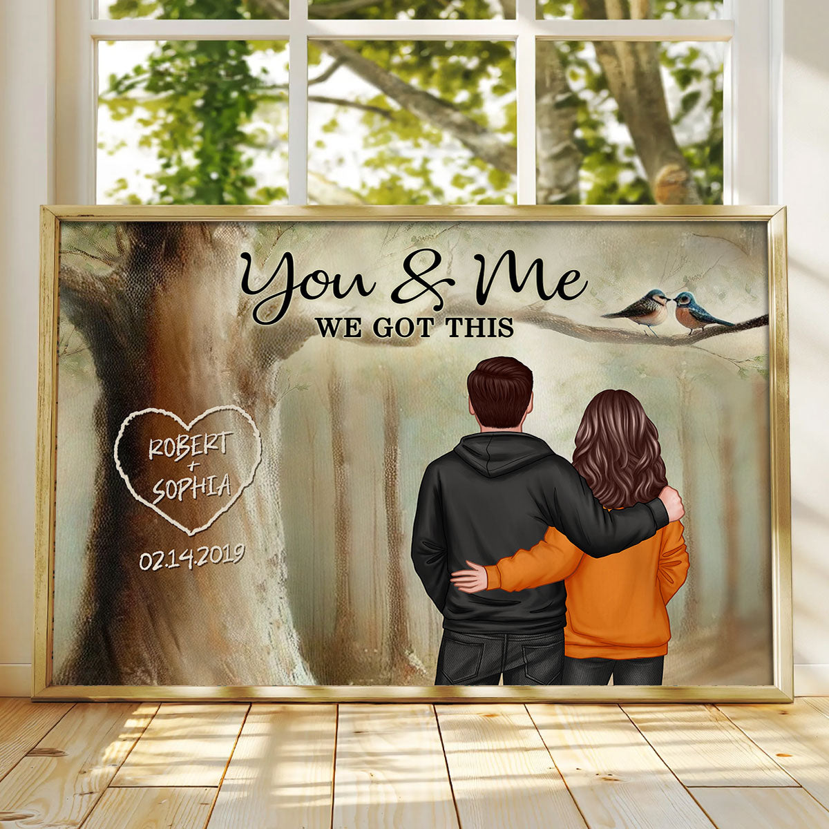 Couple Names Carved On Tree Of Love Personalized Poster, Heartfelt Gift For Couple, For Him, For Her, Boyfriend, Girlfriend, Husband, Wife