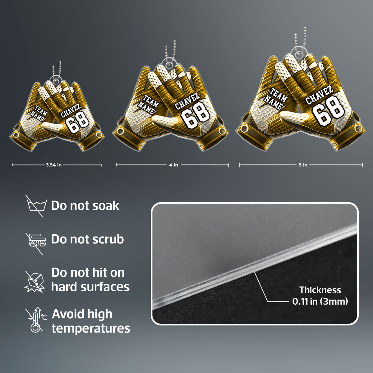 Football Gloves Football For Life Personalized Acrylic Ornament, 3D Effect Flat Ornament