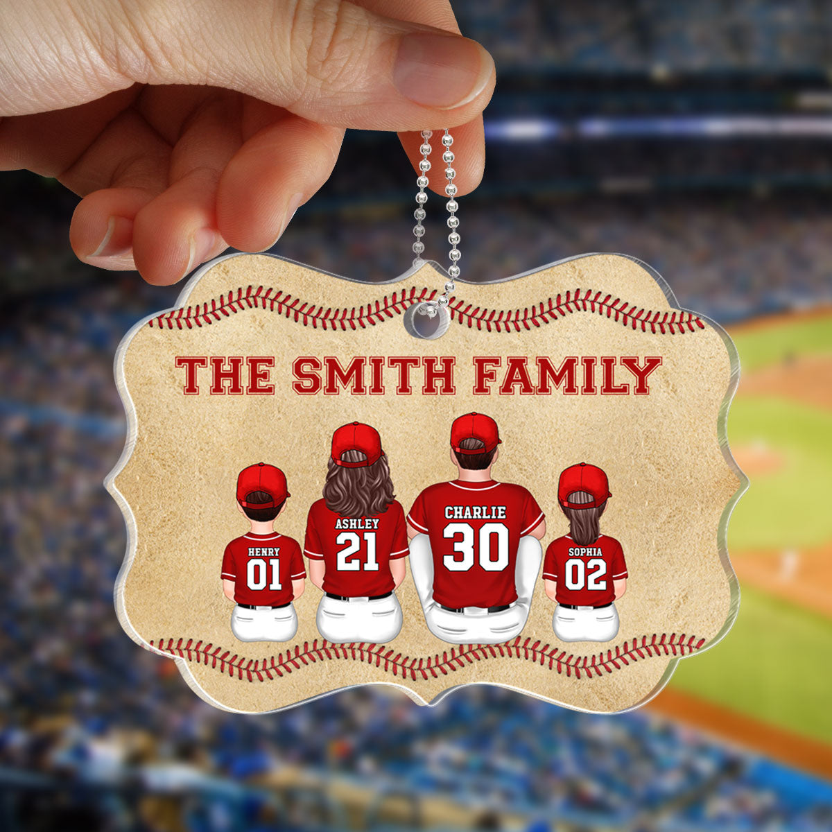 Vintage Baseball Family Sitting Personalized Acrylic Ornament