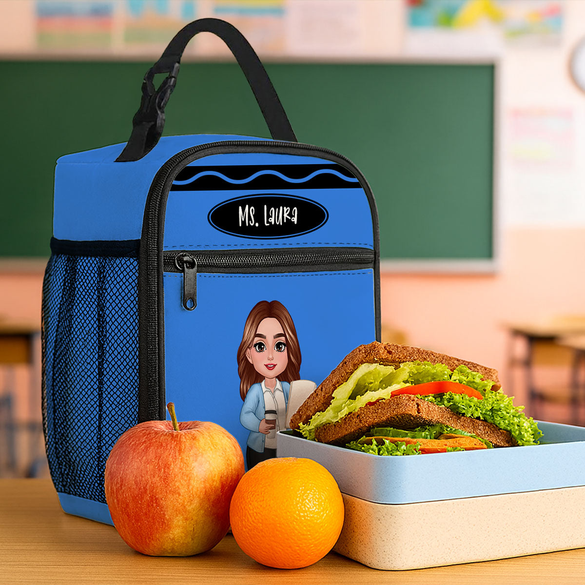 Teacher Crayon Personalized Insulated Lunch Bag, Back To School Gift For Teacher