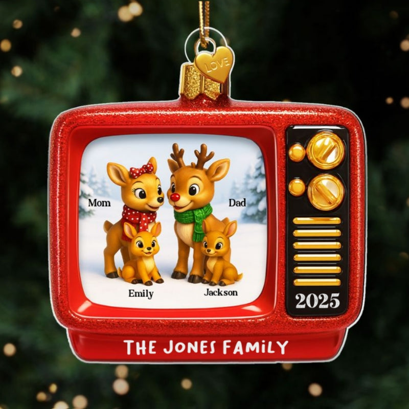 Christmas Classic Reindeer on TV Personalized Acrylic Ornament