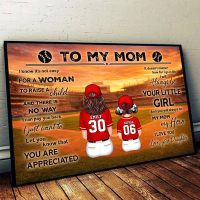 To My Mom Baseball Mom And Kids - Personalized Poster - Heartfelt Gift For Baseball Mom, Gift For Wife