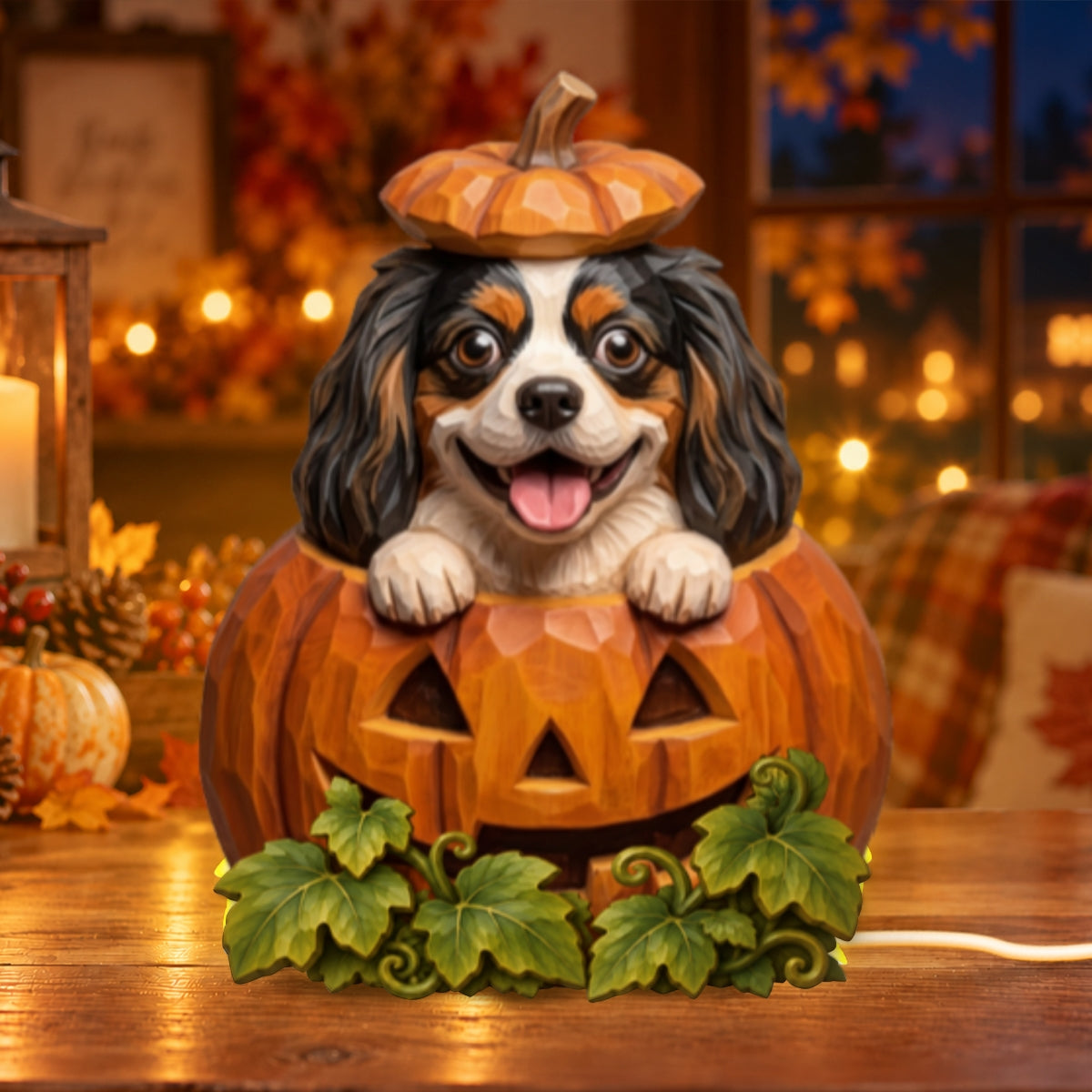 Custom Dog Cat Pumpkin Art - Personalized Light Box - Pet Halloween Fall Decor