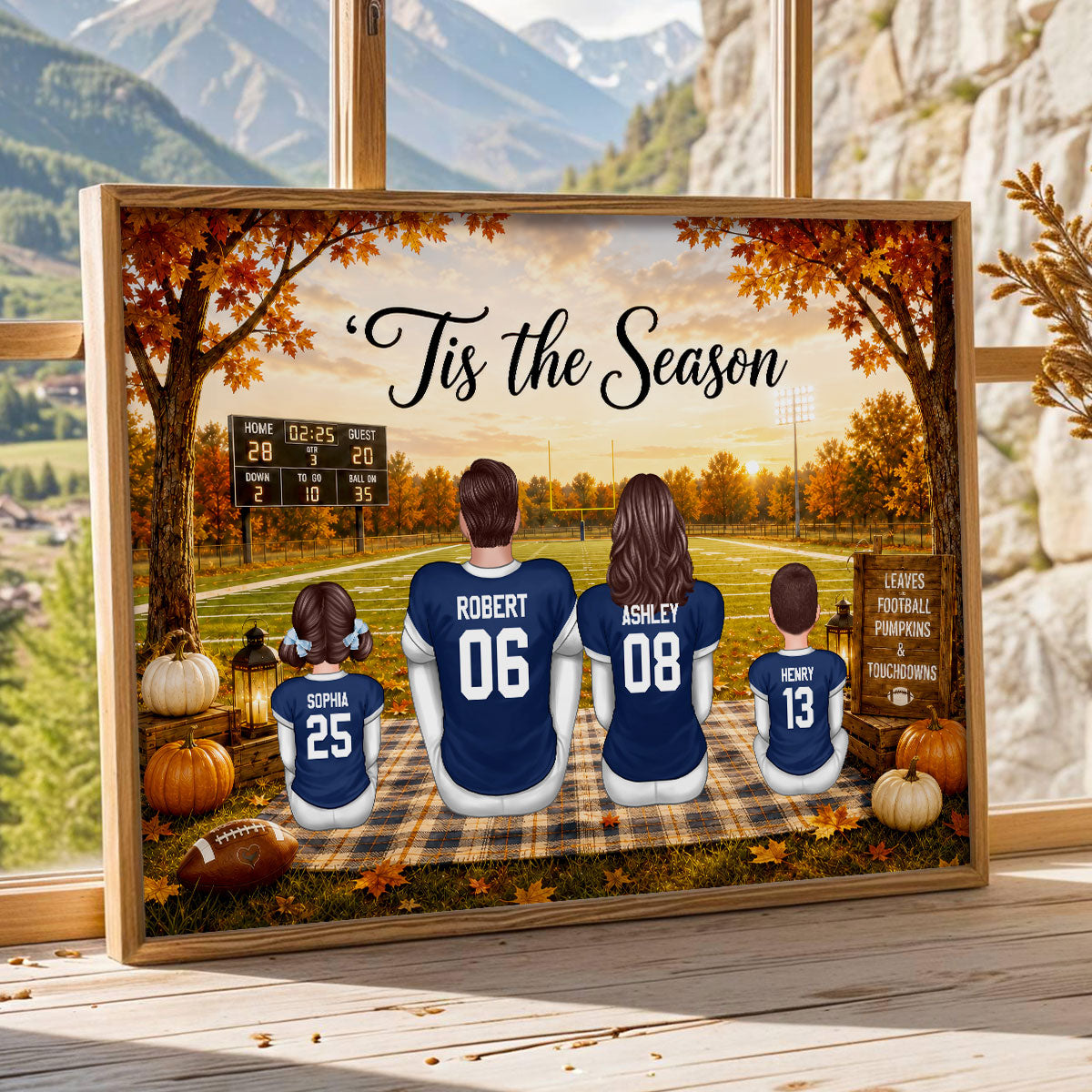 Trending Fall Season Football Family Sitting - Personalized Poster - Gift For Husband Dad Grandpa
