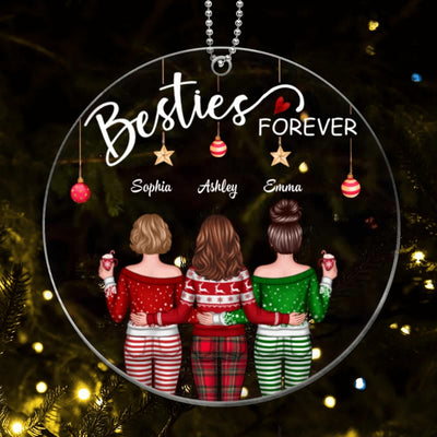 Besties Forever Back View Christmas Personalized Acrylic Ornament