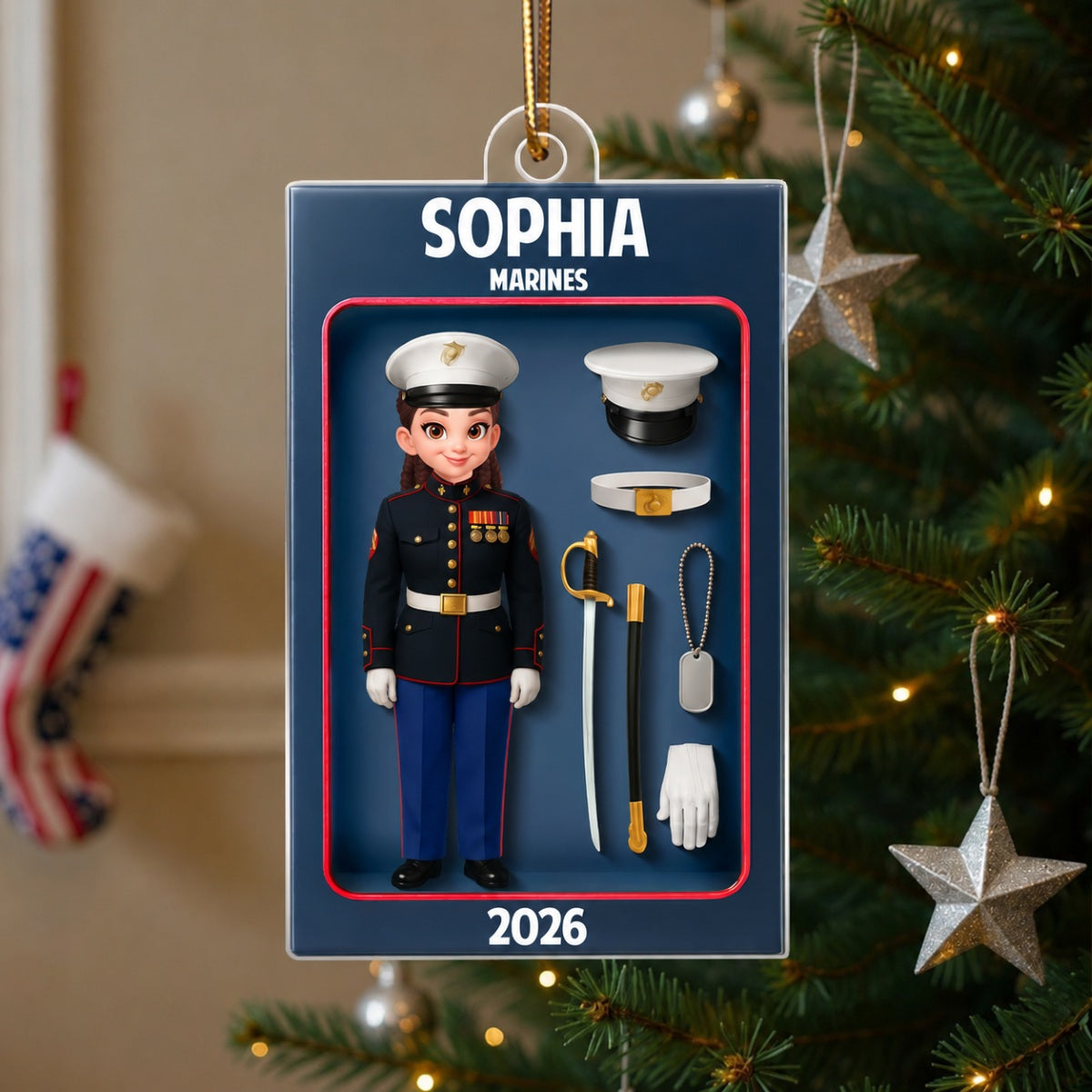 Military Action Figure - Personalized Acrylic Ornament - Special Gift For The Military