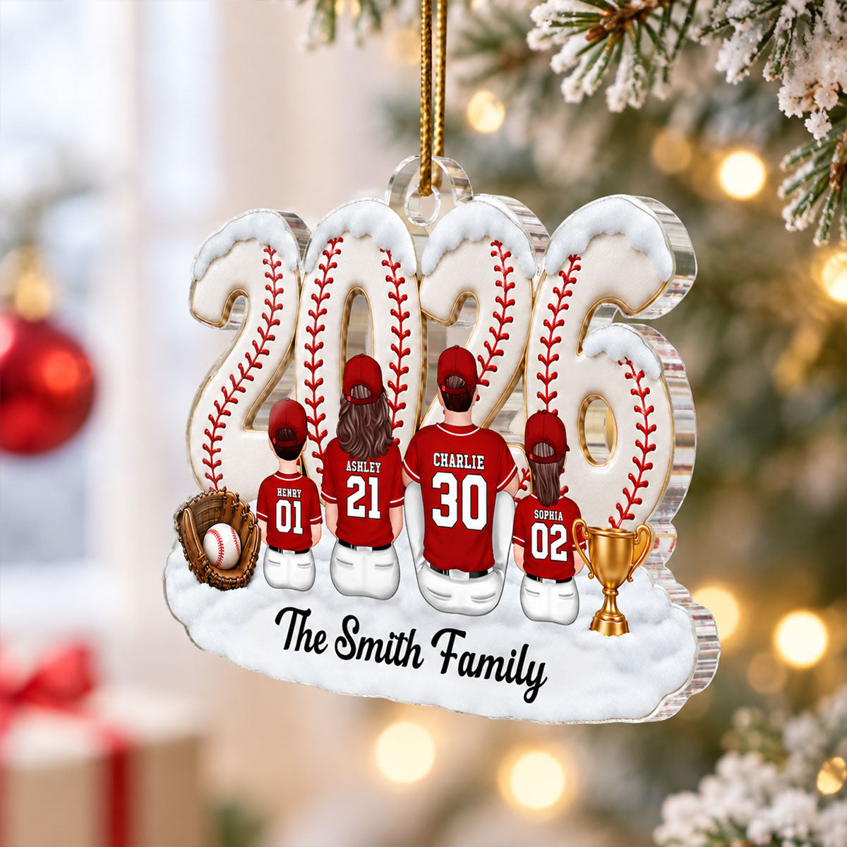 Trending Baseball Family Team - Personalized Acrylic Ornament - Christmas Gift For Boy, Girl, Family