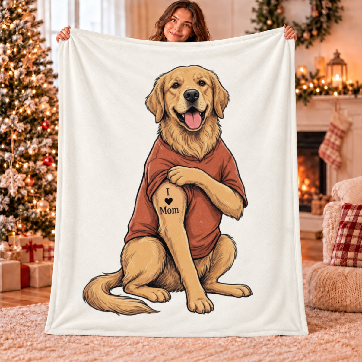 Custom Tattooed Dog Cat Pet from Photo - Personalized Fleece Blanket - Gift for Dog Mom, Dog Dad, Cat Mom, Cat Dad