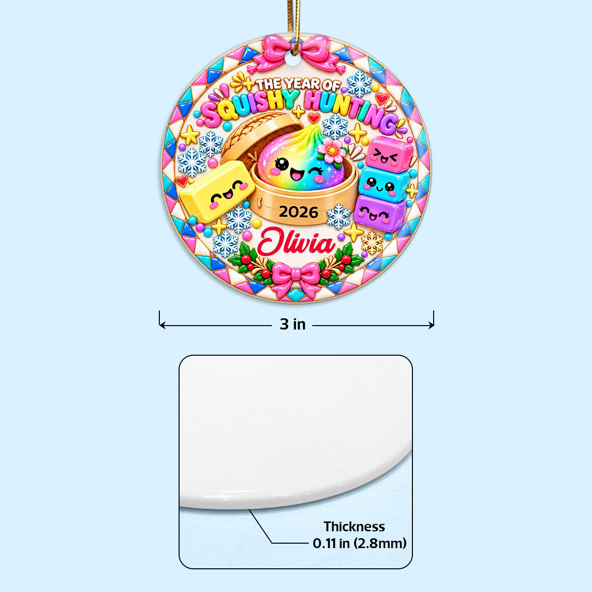The Year of Squishy Hunting - Personalized Ceramic Ornament - Christmas Gift for Daughter, Granddaughter, Children