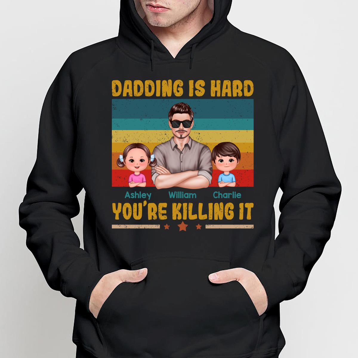 Dadding Is Hard Man & Doll Kids Personalized Shirt