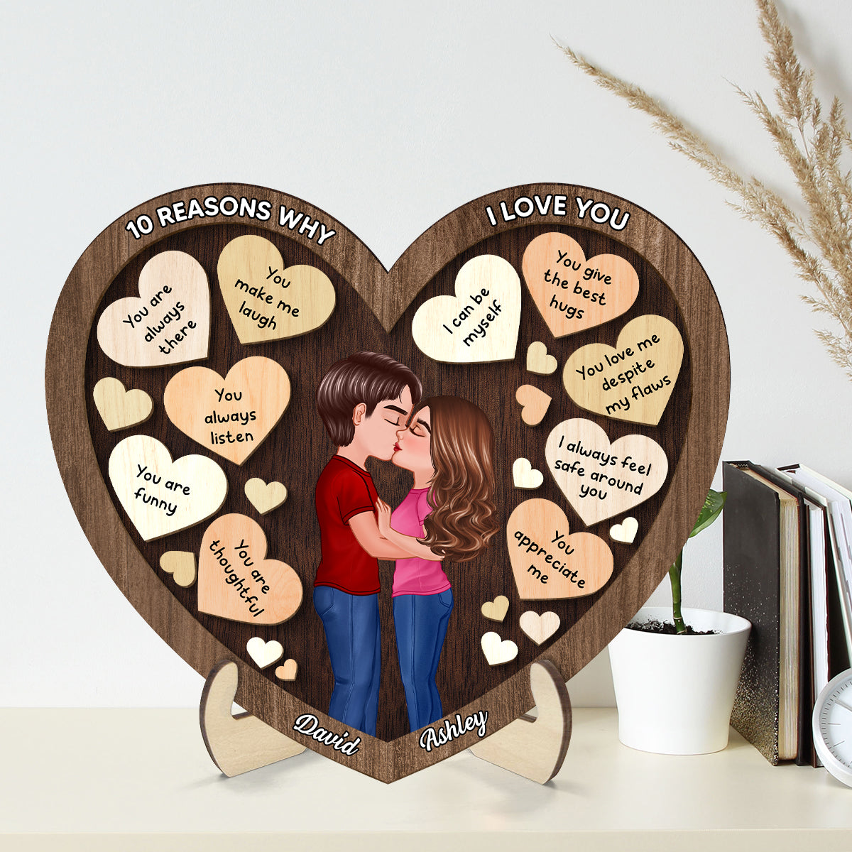 Doll Couple Kissing In Heart Reasons Why I Love You,  Gift For Him, For Her