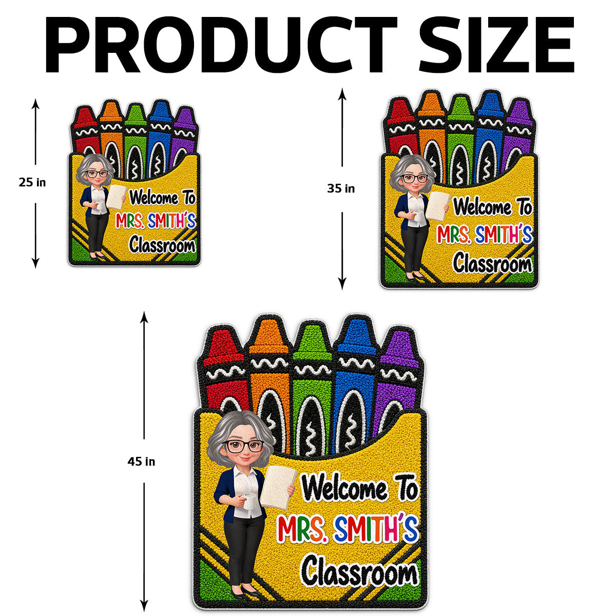 Teacher Welcome To Classroom Crayon Box - Personalized Doormat - Back To School Gift For Teacher, Classroom Decor