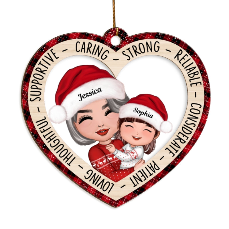 Grandma Holding Grandkid Personalized Wooden Ornament