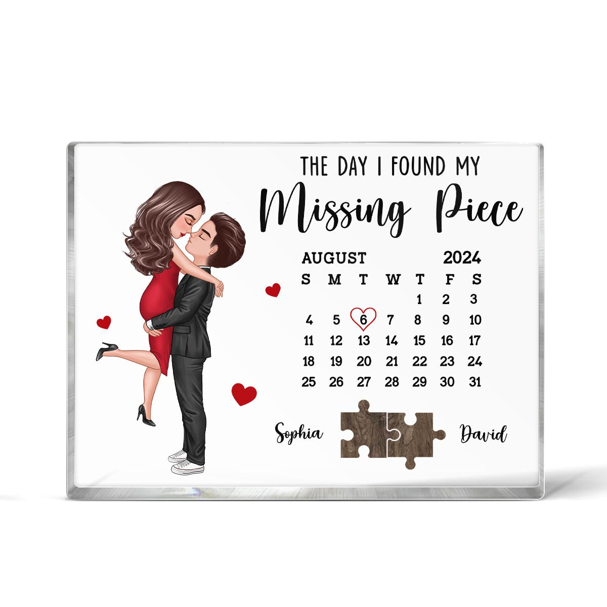 The Day I Found My Missing Piece Anniversary Gift Calendar Personalized Acrylic Block Plaque