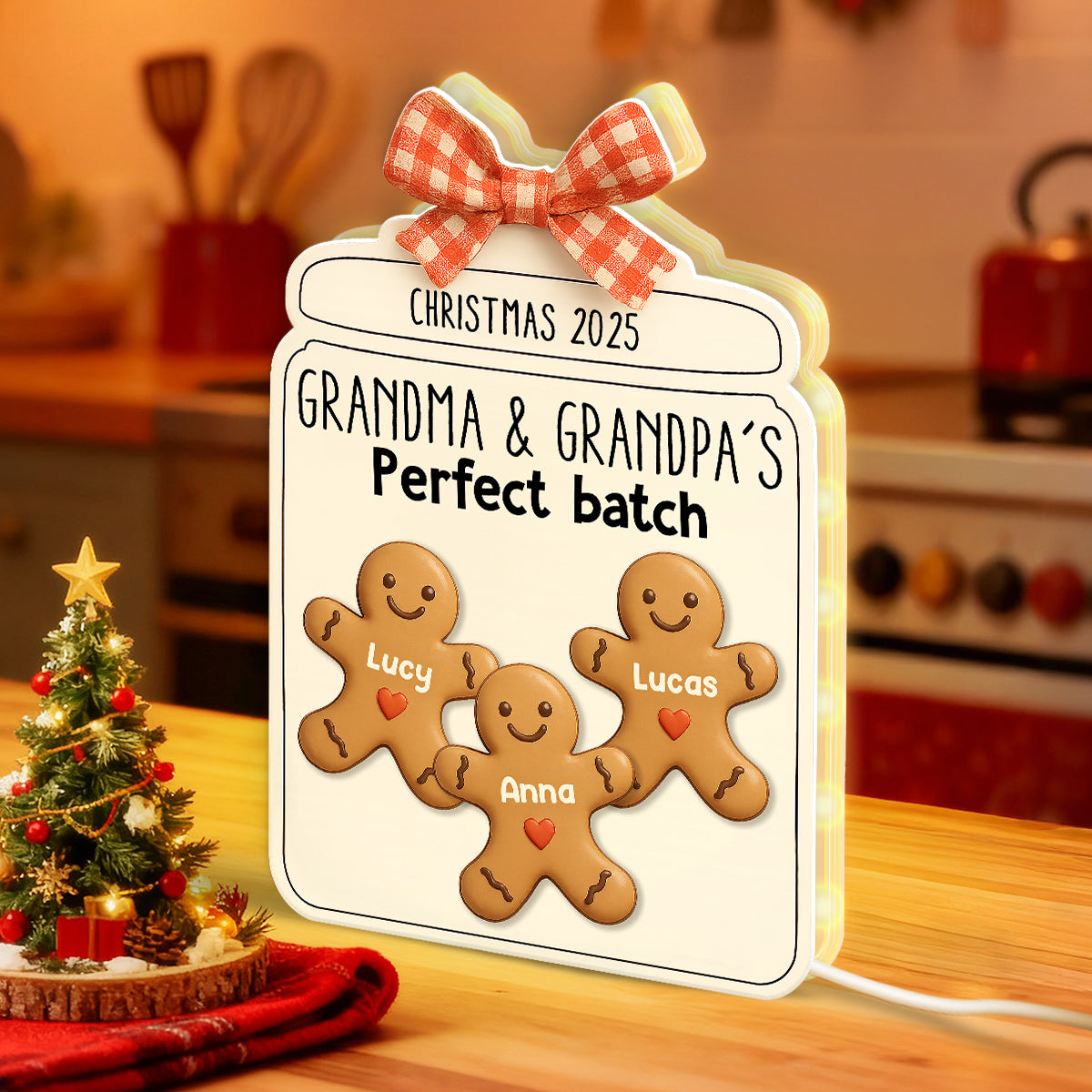 3D Effect Christmas Grandma Grandpa Perfect Batch Cookies - Personalized Light Box